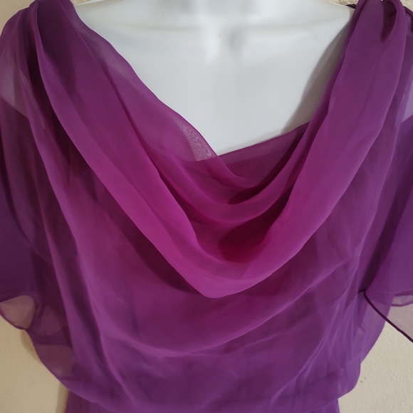 Vntg 80's Purple Chiffon Layered Polyester Prom Dress JCPENNEY Fashions Medium - Picture 6 of 13